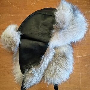 Real Platinum Silver Fox Fur Bomber hat